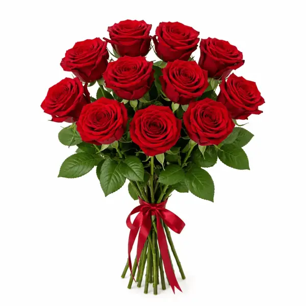 Букет из 11 красных роз под ленту