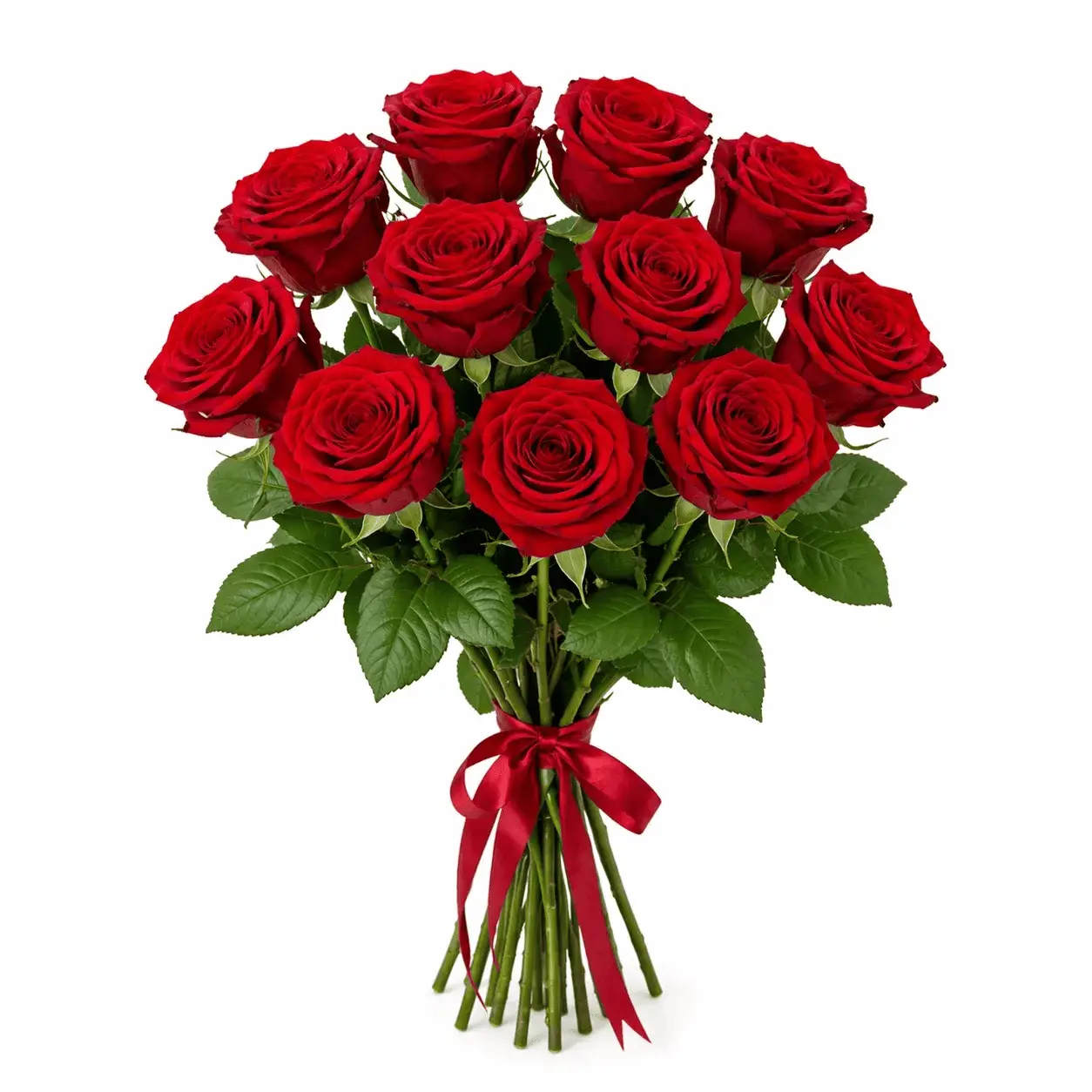 Букет из 11 красных роз под ленту