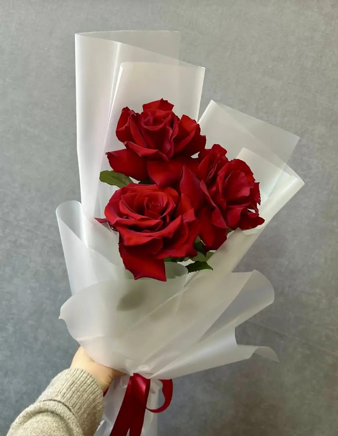 Букет из 3 французских красных роз